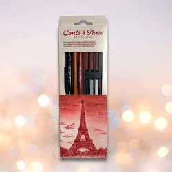 set de estudio y dibujo conté à paris: 12 cuadrados + 3 lápices + accesorios art. nr. b015897