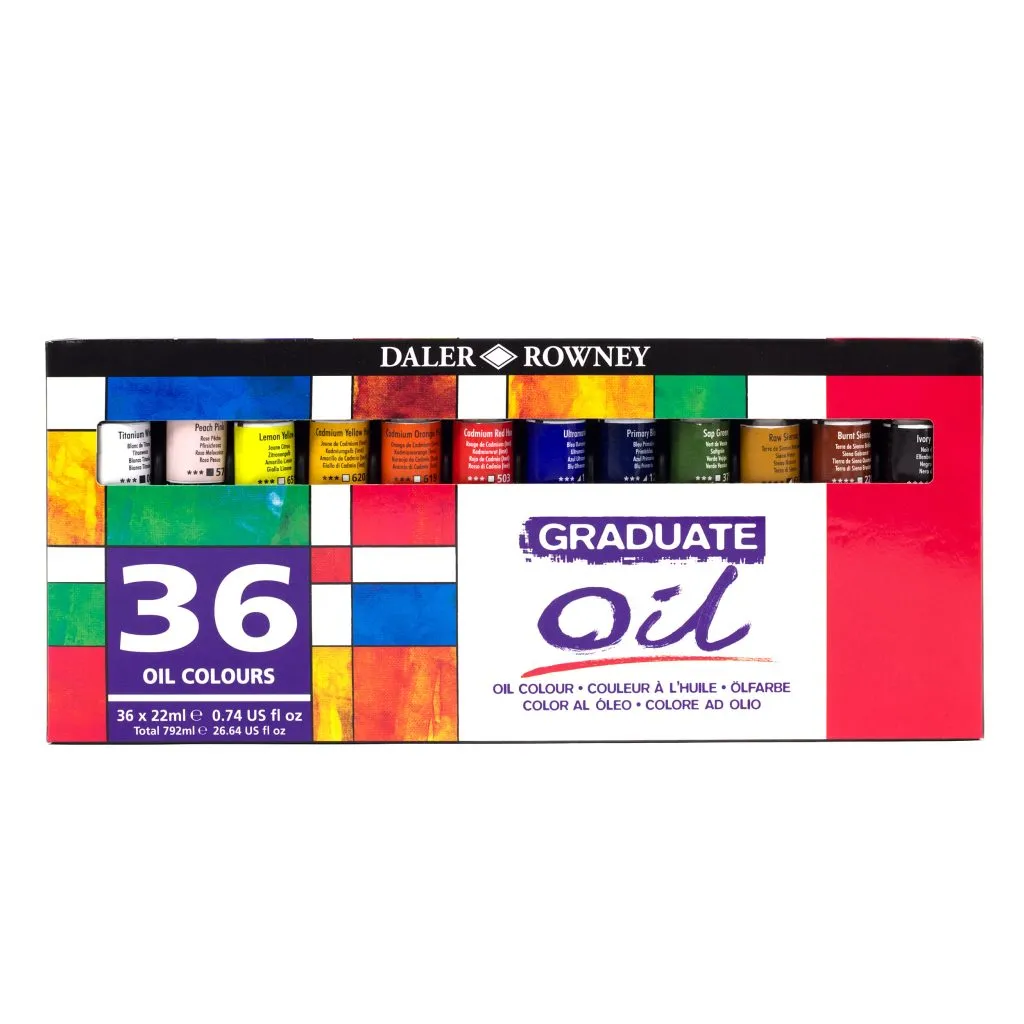 set 36 óleos graduate daler rowney 22ml art. nr. d117522036