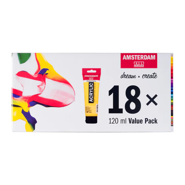 amsterdam standard series pintura acrílica value pack | 18 x 120 ml art. nr. 17791918