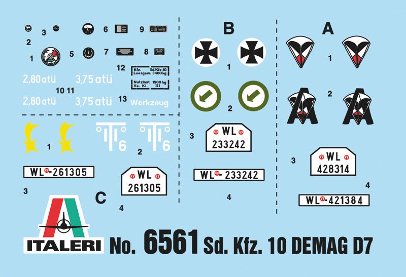 1:35 sd.kfz. 10 demag d7 con paracaidistas alemanes art. nr. 6561