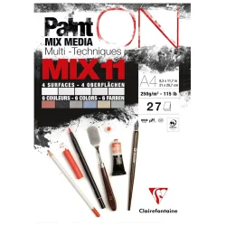 bloc clairefontaine painton mix media 4 superficies 6 colores a3 250g/m² 24 hojas art. nr. 976012c