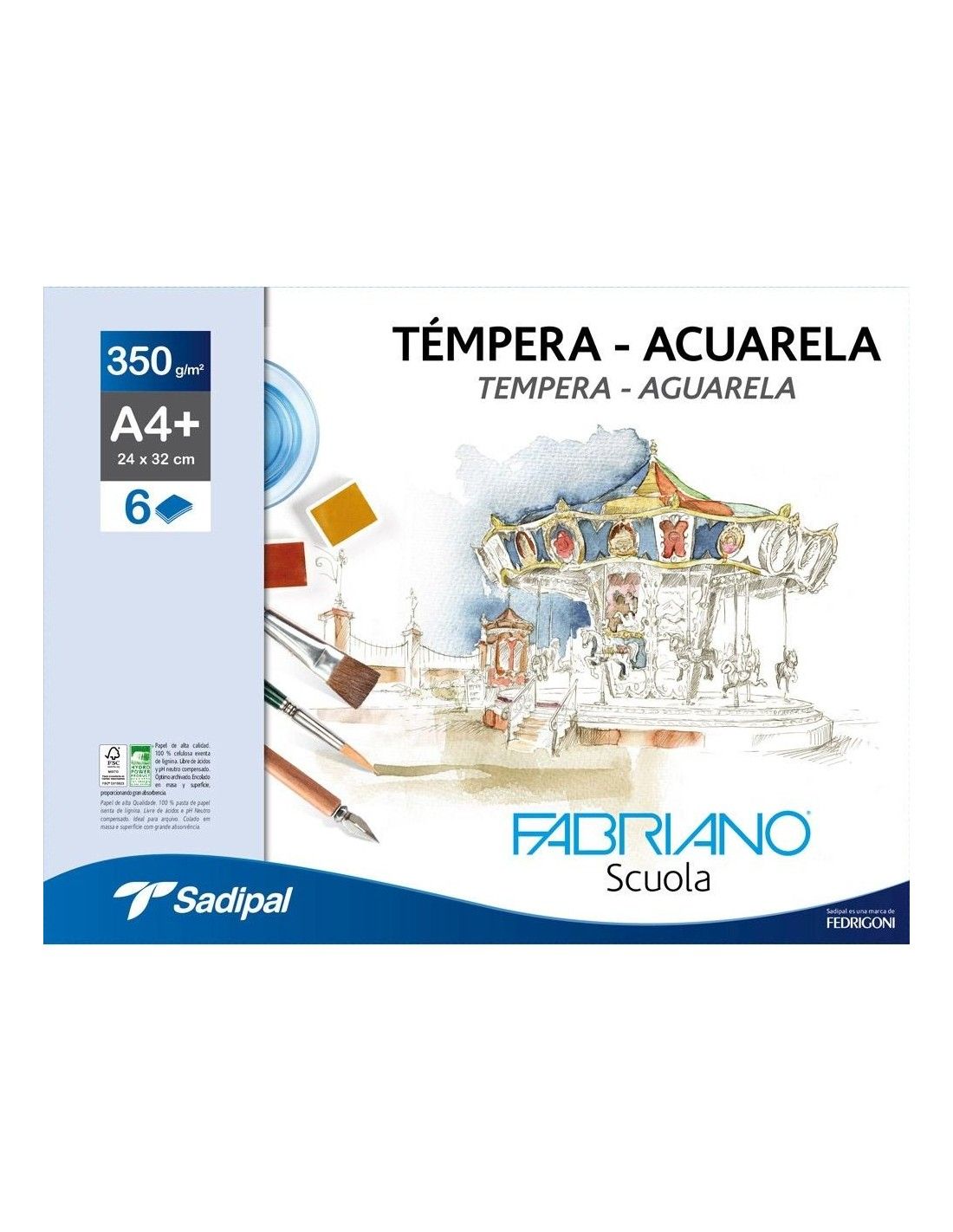 sobre fabriano accademia 6 hojas a4+ 350 g/m² art. nr. 74233260