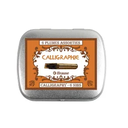 caja de 6 plumillas metálicas brause para caligrafía art. nr. 21000b