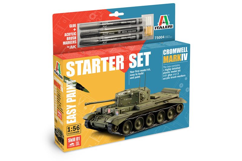 1:56 cromwell mk. iv + pegamento + 3 rotuladores de pincel acrílicos art. nr. 75004