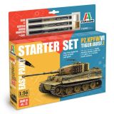 1:56 pz. kpfw. vi tiger i ausf.e +pegamento + 3 rotuladores de pincel acrílicos art. nr. 75002