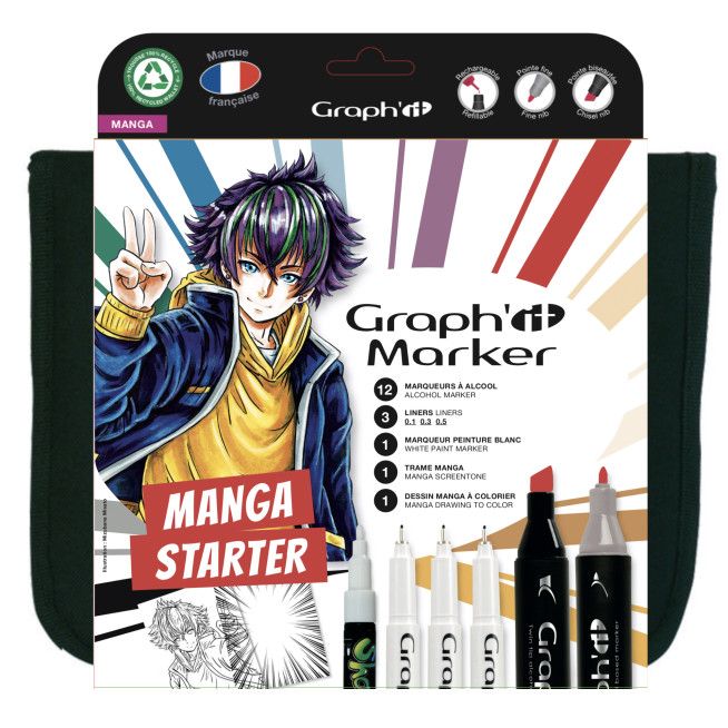 kit de iniciación al manga graph'it 16 rotuladores + plantillas a6 art. nr. gi00170