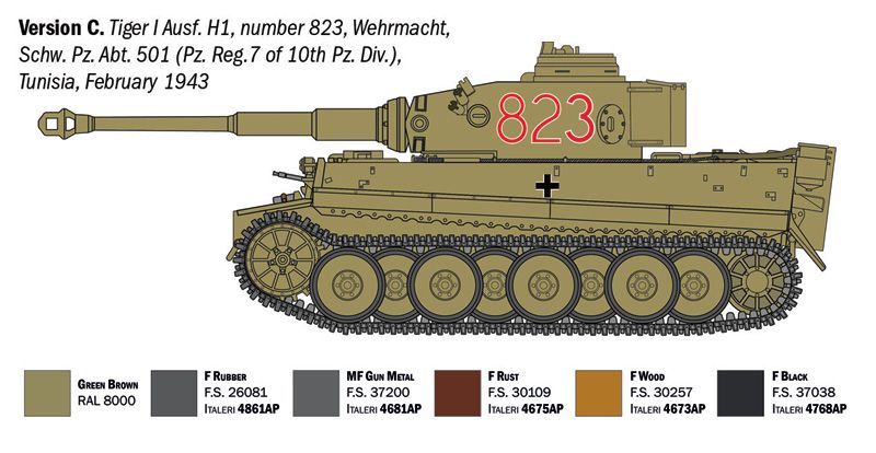 1:35 pz. kpfw. vi tiger i ausf. h (tp) early production art. nr. 6767