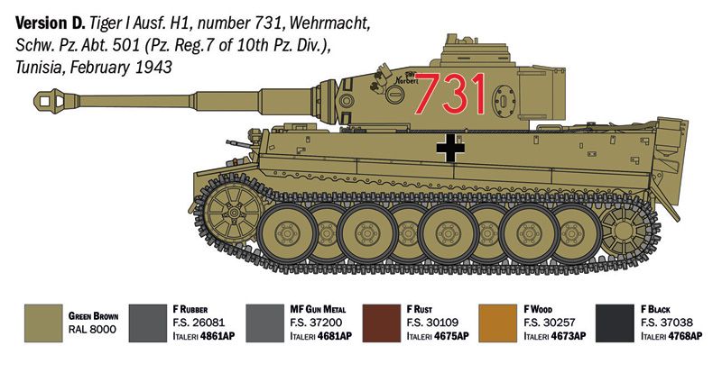 1:35 pz. kpfw. vi tiger i ausf. h (tp) early production art. nr. 6767