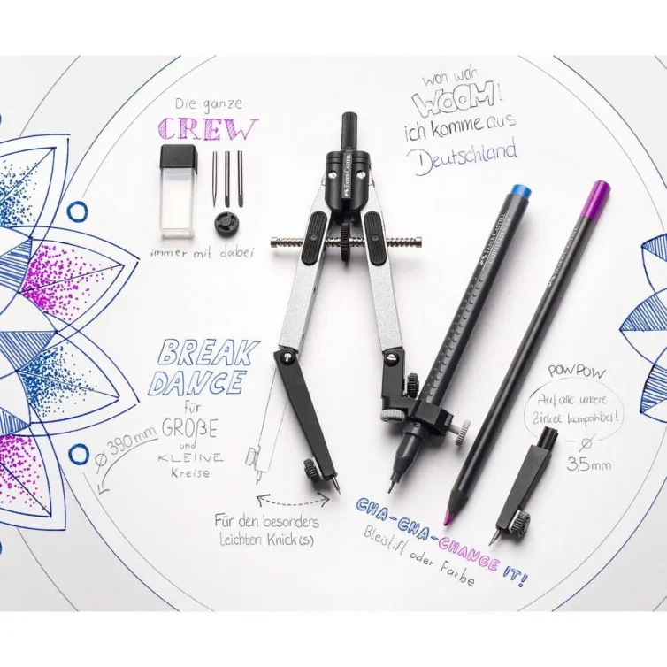Compás de ajuste rápido neón con adaptador Faber-Castell Art.-Nr. 174022