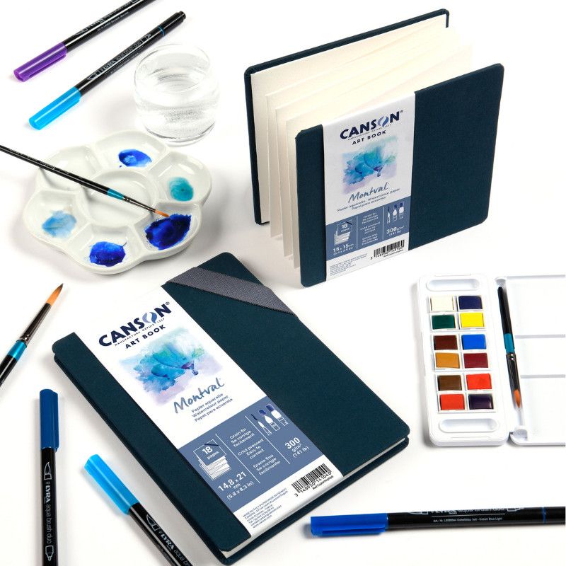 bloc canson montval art book acordeón 15×15 bleu art. nr. c520003060