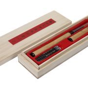 caja bambú pluma pincel natural + 2 recambios art. nr. im ak25 nat