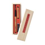 caja bambú pluma pincel natural + 2 recambios art. nr. im ak25 nat